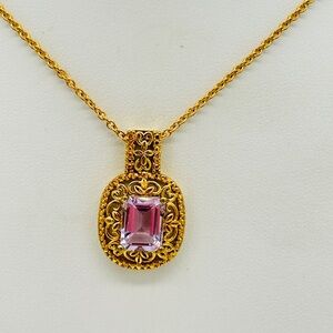 Rose De France Amethyst Pendant; GdB; 18 Inch Chain Included